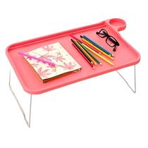Mesa desmontavel para notebook com suporte para copo elegante na cor rosa Mesa desmontavel para notebook com suporte para copo elegante na cor rosa