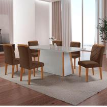 Mesa Diane 180cm Mdf Vidro E 6 Cadeiras Melissa Veludo Marrom/off/nat/serig Off Com Vidro Mesa Diane 180cm Mdf Vidro E 6 Cadeiras Melissa Veludo Marrom/off/nat/serig Off Com Vidro