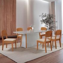 Mesa Diane 180cm Tampo Mdf Vidro Canto Copo Com 6 Cadeiras Veludo Creme /off /naturale /serig Off - MODERNA Mesa Diane 180cm Tampo Mdf Vidro Canto Copo Com 6 Cadeiras Veludo Creme /off /naturale /serig Off - MODERNA