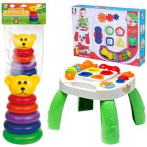 Mesa Didática E Ursinho Educativo Para Bebê Infantil Colorido Brinquedos Menina Menino Crianças - Cotiplás