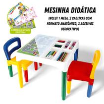 Mesa Didática Infantil Com Cadeiras 49cm - Mesinha Educativa de Atividades para Criança - Poliplac