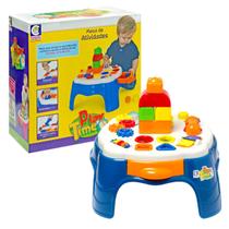 Mesa Didática Infantil Para Bebê Mesinha De Atividades Azul Play Time Pedagógica Brinquedo Cotiplás