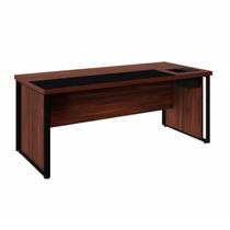 Mesa Diretor com Caixa de Tomadas e Porta Objetos para Escritório 180cm Corporate Louro Preto e Preto Marrom