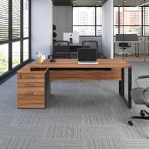Mesa Diretor Escritório 1,50m a 1,72m 3 Gavetas Pé Metal F5