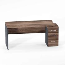 Mesa Diretora Com Pé Gaveteiro 03 Gavetas PE 40 Pandin 1,84 M Walnut e Grafito
