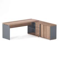 Mesa Diretora Pé Balcão Com 03 Gavetas PE 40 Pandin 1,89 M Walnut e Grafito