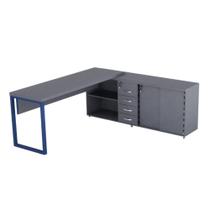 Mesa Diretora Pé Balcão Com 04 Gavetas Tubolar PE 40 Pandin 1,89 M Grafito e Azul Del Rey Mesa Diretora Pé Balcão Com 04 Gavetas Tubolar PE 40 Pandin 1,89 M Grafito e Azul Del Rey