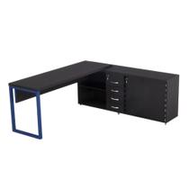 Mesa Diretora Pé Balcão Com 04 Gavetas Tubolar PE 40 Pandin 1,89 M Preto e Azul Del Rey