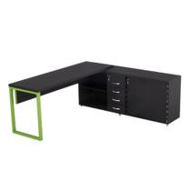 Mesa Diretora Pé Balcão Com 04 Gavetas Tubolar PE 40 Pandin 1,89 M Preto e Verde