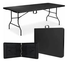 Mesa Dobravel 1.80m Portatil Multiuso Vira Maleta Take Preta