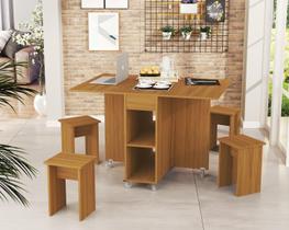 Mesa Dobrável 120 Cozinha Jantar Vira Aparador + Bancos Jady Mesa Dobrável 120 Cozinha Jantar Vira Aparador + Bancos Jady