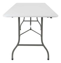 Mesa Dobravel 122x74 Cm Plastico Branca Compacta Tipo Maleta