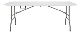 Mesa Dobravel 180x74 Cm Plastico Branca Compacta Tipo Maleta