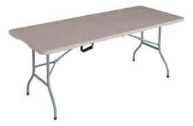 Mesa Dobravel 180X74 Cm Plastico Taupe Compacta Tipo Maleta