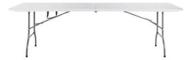 Mesa Dobravel 244x74 Cm Plastico Branca Compacta Tipo Maleta