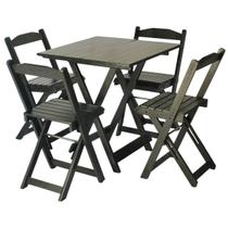 Mesa Dobrável 70x70 Com 4 Cadeiras De Madeira Dobrável Retrátil