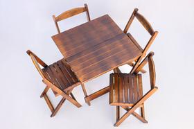 Mesa Dobrável 70x70 madeira maciça C/ 4 Cadeiras Estofadas Bar E Lazer Imbuia - Madeira Fina