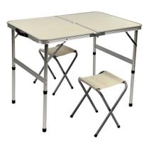 Mesa Dobrável Alumínio 2 Banquetas e Maleta Kala
