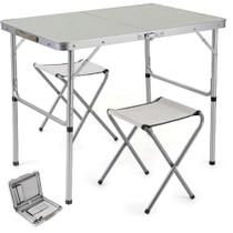 Mesa Dobravel Aluminio 2 Cadeiras Mesinha Praia Maleta Portatil Grande 120x60cm Altura Ajustavel Camping Praia Banquinho Mesa Dobravel Aluminio 2 Cadeiras Mesinha Praia Maleta Portatil Grande 120x60cm Altura Ajustavel Camping Praia Banquinho