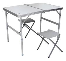 Mesa Dobrável Aluminio Tipo Maleta 2 Banquetas 322414 Kala