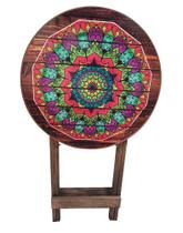 Mesa Dobrável Bistrô Mandala Adesivada Redonda Madeira Promo Mesa Dobrável Bistrô Mandala Adesivada Redonda Madeira Promo