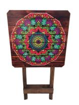 Mesa Dobrável Bistrô Mandala Varanda Madeira Adesivada