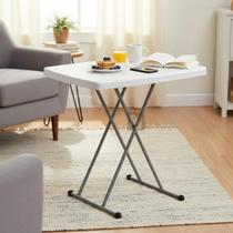 Mesa Dobrável Camping Churrasco Parque Viagem Praia Com Ajuste de Altura Robust 80cm Branca Portátil