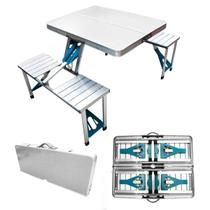 Mesa Dobravel Camping Maleta Banquetas Aluminio Acampamento