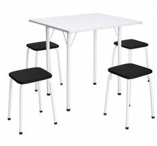 Mesa dobravel com mocho branca 4 banquetas