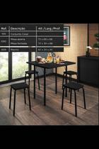 Mesa dobravel com mocho preta 4 banquetas