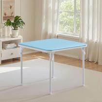 Mesa Dobrável de Atividades para Crianças VECELO, com Tampo Acolchoado Ultra Macio, 1 Peça, Azul e Branco Mesa Dobrável de Atividades para Crianças VECELO, com Tampo Acolchoado Ultra Macio, 1 Peça, Azul e Branco