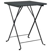Mesa dobrável de bistrô vidaXL Poly Rattan Black Steel Frame