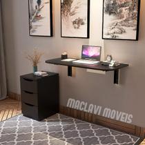 Mesa Dobrável de Cozinha 70x30 Preta Suspensa Retrátil de Parede MDF Pequena