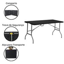 Mesa Dobrável de Plástico Preta 180 X 74 CM Cor Preta Mesa Dobrável de Plástico Preta 180 X 74 CM Cor Preta