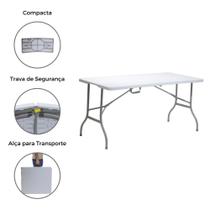 Mesa Dobrável de Polipropileno 152cm x 70cm Branca Mesa Dobrável de Polipropileno 152cm x 70cm Branca