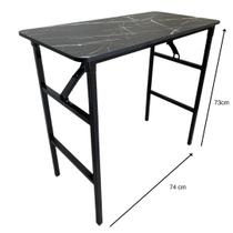 Mesa dobravel escritorio tampo tipo marmore preto 80*40*75cm
