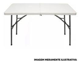 Mesa Dobrável Grande De 1,22m Casa Camping Vira Maleta