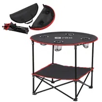 Mesa Dobrável Lua NTK Com 4 Porta Copos e Prateleira Bolsa para Transporte Estrutura em Aço Versatil Compacta Resistente