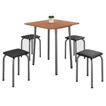 Mesa Dobrável Luana com 4 Banquetas Imop Cor Cinamomo Martelado Prata Mesa Dobrável Luana com 4 Banquetas Imop Cor Cinamomo Martelado Prata