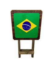 Mesa Dobrável Madeira Bandeira Do Brasil Quadrada Rústica
