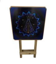 Mesa Dobrável Mandala Nossa Senhora Aparecida Madeira Bistrô