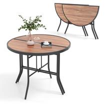 Mesa dobrável meia-redonda Giantex 90x46x72 cm com estrutura metálica