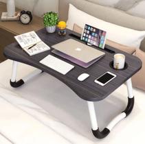 Mesa Dobrável P/ Notebook Home Office Cama Ofice Portátil Cor Amadeirado