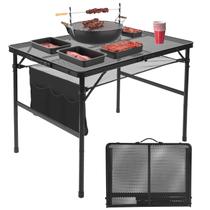 Mesa dobrável para churrasco Pnbfhn Portable Camping 90x60cm preta