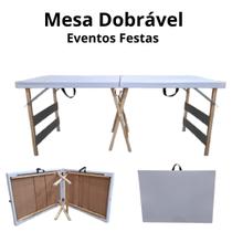 Mesa Dobravel para Eventos Maleta 1,82x67cm Madeira e material sintético BRANCO 14Kg Mesa Dobravel para Eventos Maleta 1,82x67cm Madeira e material sintético BRANCO 14Kg