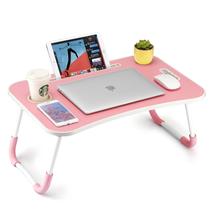 Mesa dobrável para laptop FISYOD com porta-copos e slot para tablet