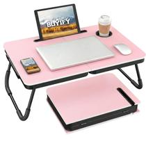 Mesa dobrável para notebook BUYIFY, bandeja grande para colo com suporte para copo