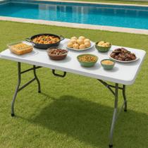 Mesa dobrável portátil 1,80m em plástico Branco