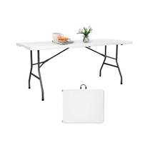 Mesa Dobrável Portátil 180x70cm Vira Maleta HDPE Aço Reforçado Camping Festa