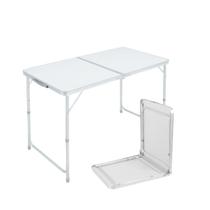Mesa Dobrável Portátil Alumínio MDF 120x60cm Vira Maleta Camping Praia 3 Alturas